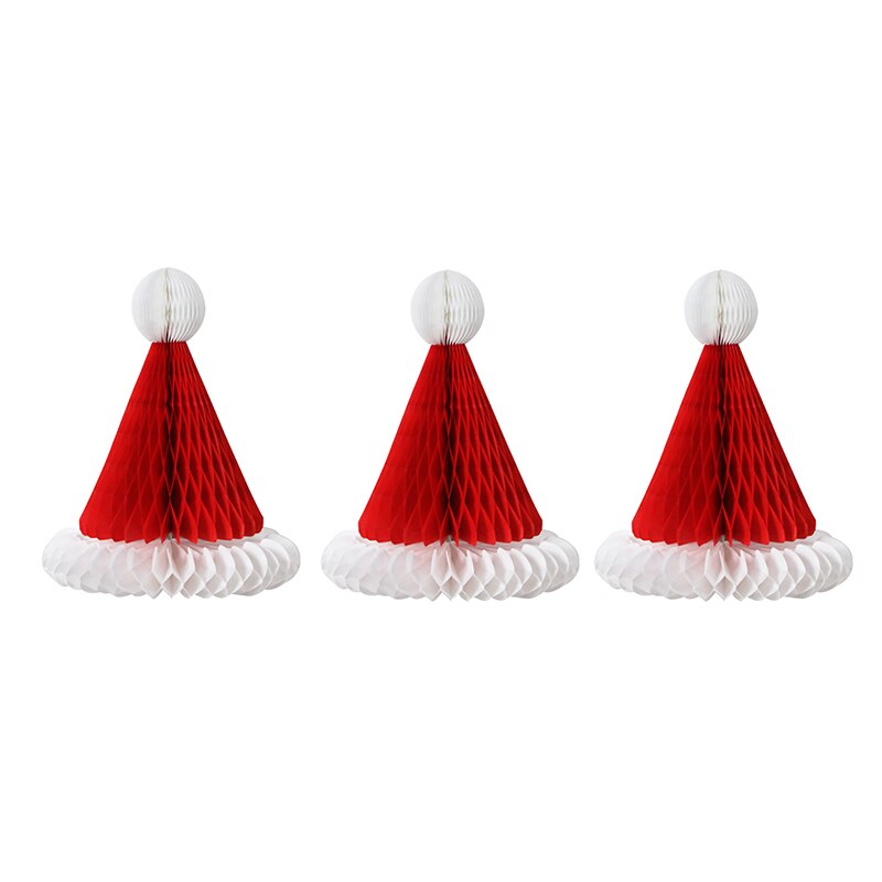 3pcs Merry Christmas Decoration Paper Christmas Santa Claus Hats Window Hanging Ornaments Xmas Party Christmas Decorations