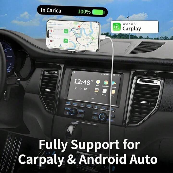 Deze carplay-datakabel (usb-a naar usb type-c) is compatibel met iphone 17, 16, 15/ pro/pro max/plus en ook met ipad.