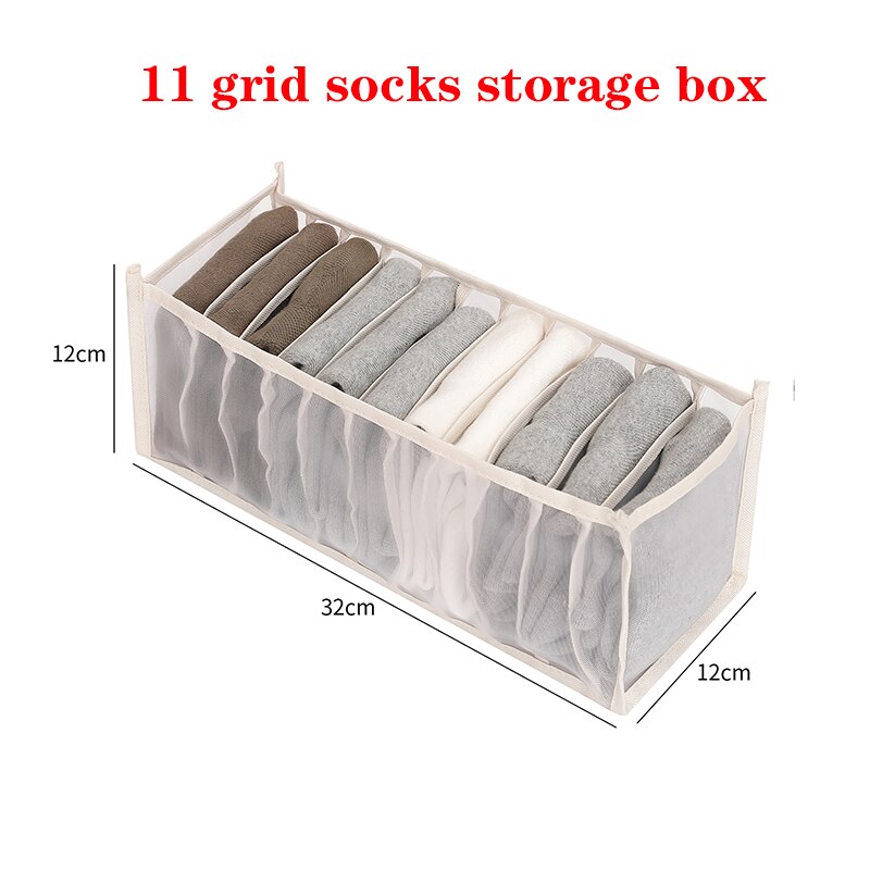 Sous-vêtements boîte de rangement Placard Organisateur Pliable Sous-Vêtements Organisateurs de Stockage de chaussettes Diviseurs Tiroir Organisateur Garde-Robe organisateur: Beige 11 Grid