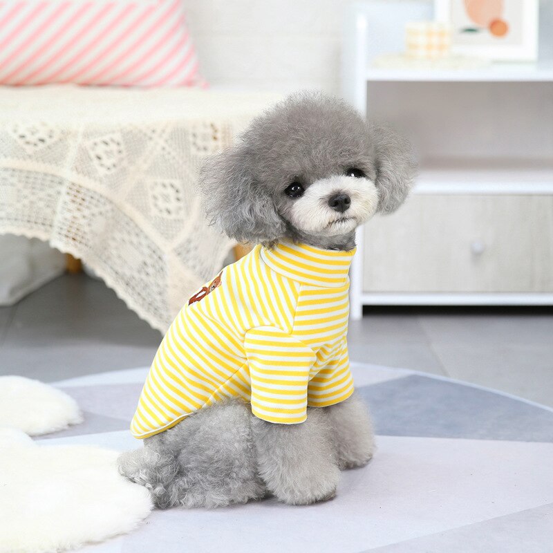 Hond Coltrui Strips Dieptepunt Shirt Pet Kleding Voor Kleine Honden Kat Chihuahua Teddy T-shirt Puppy Sweatshirt Huisdieren Trui Jas: Yellow