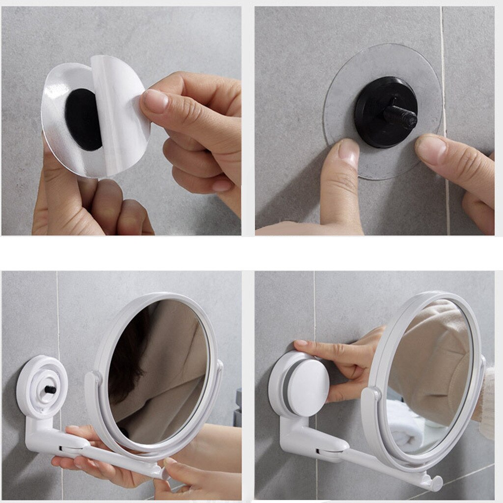 Dormitory wall-mounted vanity mirror foldable rotating single mirror home bathroom free punching round vanity mirror#0130g10