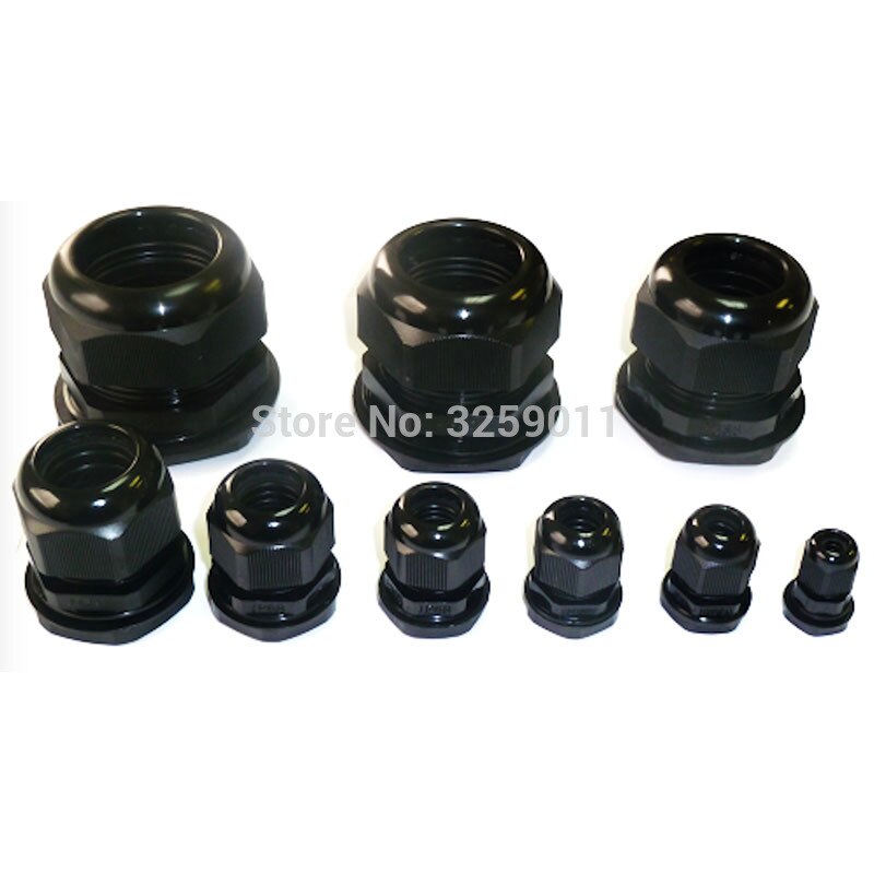 40 STKS Wartel Nylon Plastic Waterdichte Verstelbare Kabel Connectors Wartel Gewrichten Met Pakkingen PG7 PG9 PG11 PG16 PG13.5