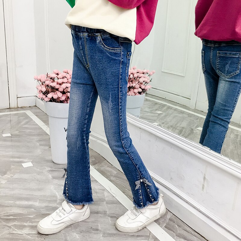 Jean fille pantalon Slim moulant botte coupe bas pantalon Denim enfant pour enfant vetement enfant adolescent 6 8 10 12 14 ans: 8