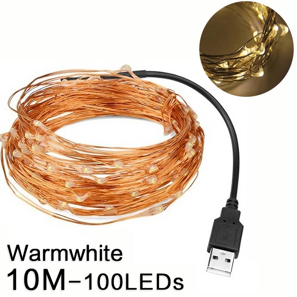 Guirnalda de luces LED USB de 2/5/10/20M para Navidad, , boda, decoración del hogar, árbol de Navidad, luces de hadas intermitentes: Azul marino