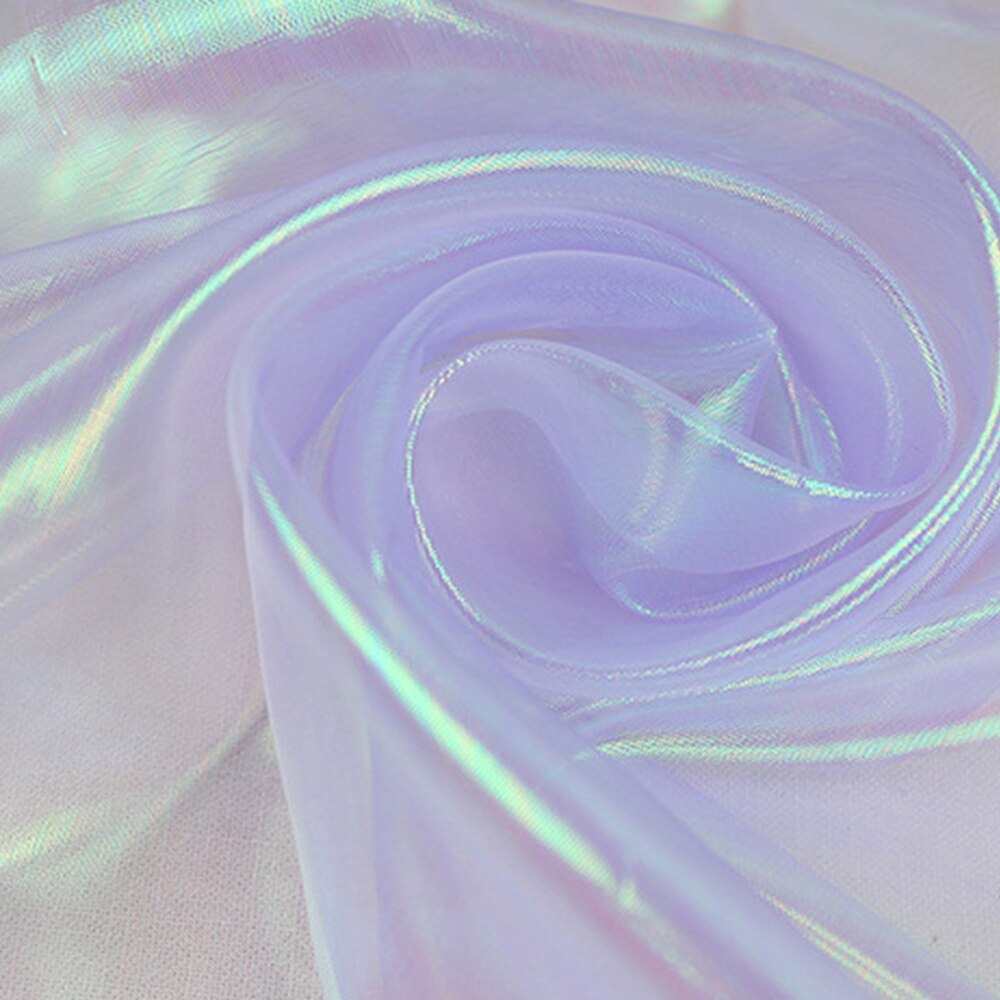 Gaze en soie colorée 1 mètre, tissu holographique Transparent pour décoration de scène et de mariage: 14