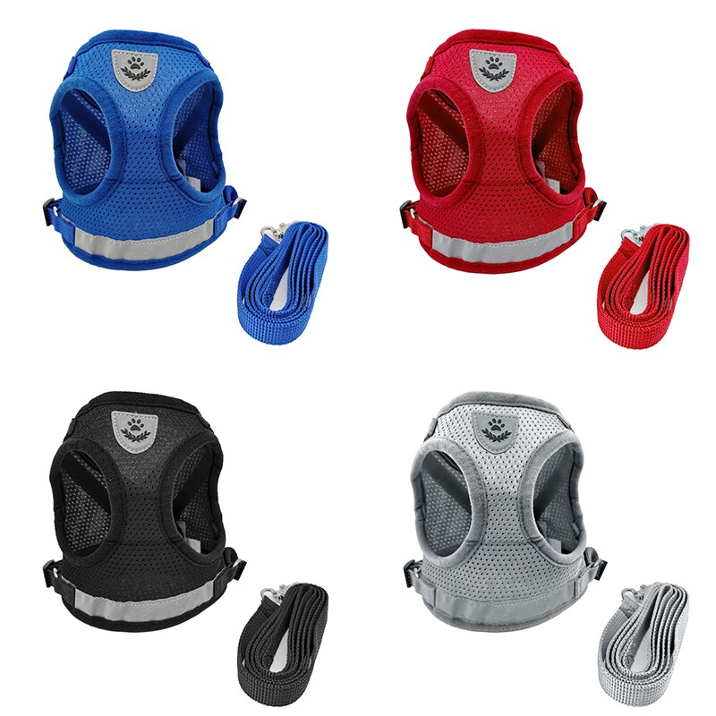 Kattenharnas kattenvest harnas en autogordel adapter verstelbaar reflecterend zacht mesh harnas voor kat puppy ontsnappingsveilig