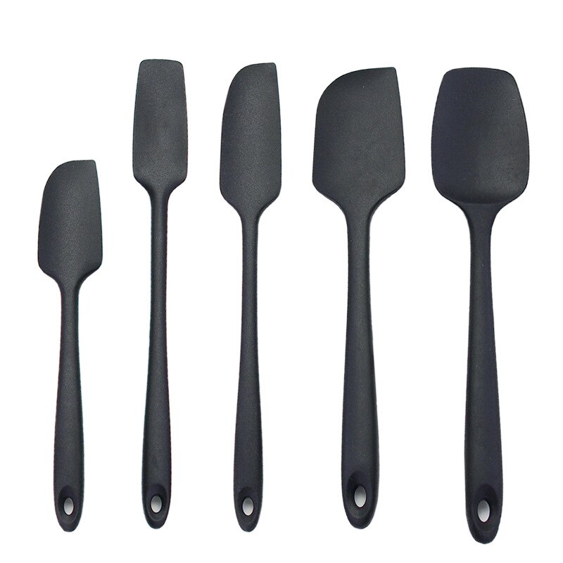 Hoge Hittebestendig Premium Siliconen Spatel Set, Naadloze , Non-stick Met Roestvrij Stalen Kern, koken/Bakken Gebruiksvoorwerp: Black Set of 5