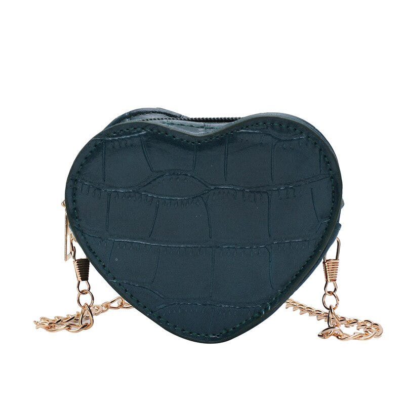 Bolso Circular pequeño de piel de cocodrilo para mujer, bolsa de hombro con forma de corazón, bandoleras cruzadas redondas de PU con cremallera,: Heart-shaped blue