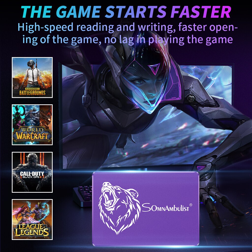 Paars Ssd Sata Interne Solid State Drive, Interne Apparatuur Van Laptops En Desktops, 120Gb, 60Gb, 240Gb, 480Gb, 960Gb 2Tb