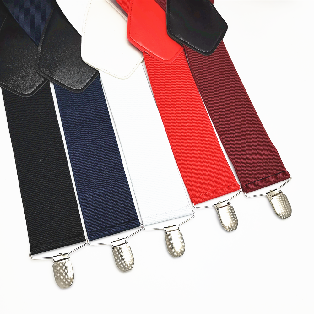 Bretelles en cuir élastique pour hommes, clips de protection, croisé dans le dos, pantalon de travail, grande taille, 50mm de largeur