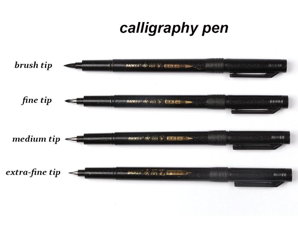 4pcs/lot Refillable Calligraphy Brush Pen for Chinese Japanese Art Craft Supplies Office School Writing Tool