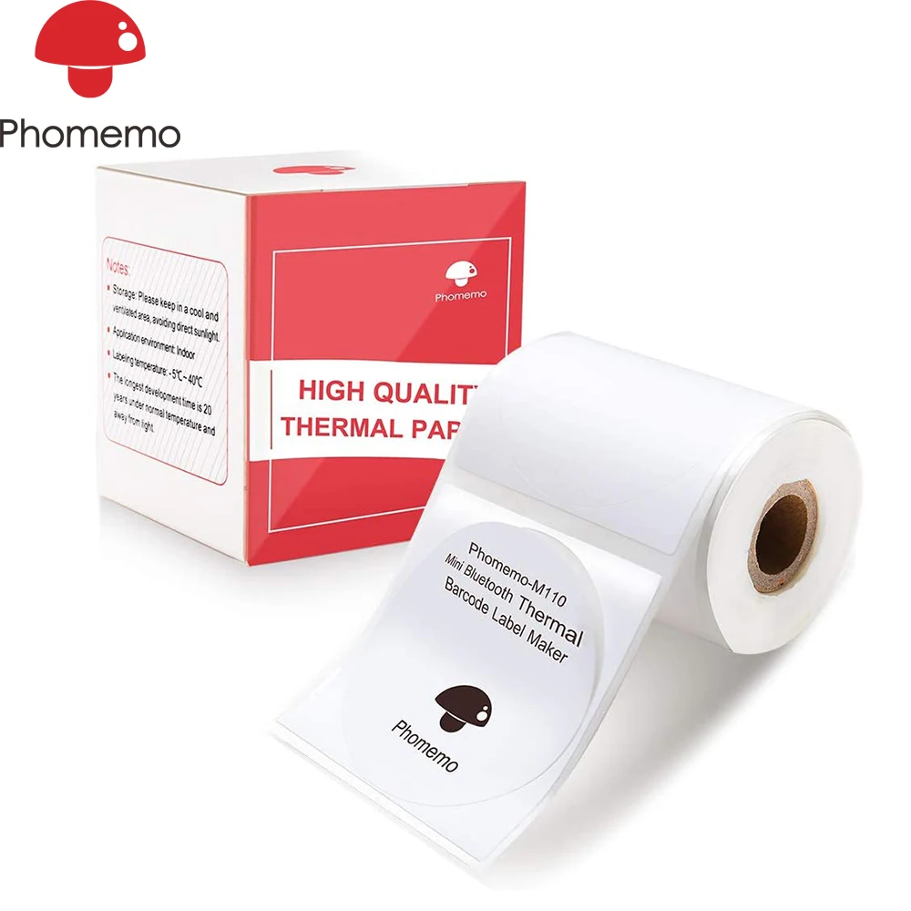 Papel térmico Phomemo para impresora M110/M200, etiquetas para el hogar y la Oficina, Papel adhesivo colorido, Papel adhesivo imprimible cuadrado redondo