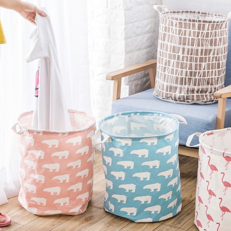 Waterproof Folding Laundry Basket Toy Storage Box Large Bag Cotton Washing Dirty Clothes Big Laundry Basket Organizer Bin Handle