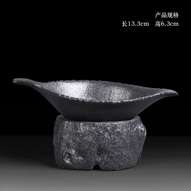 Coarse Ceramic Tea Leakage Tea Filter Tea Separation Filter Black Ceramic Kung Fu Tea Set Tea Ceremony Accessories: Default Title