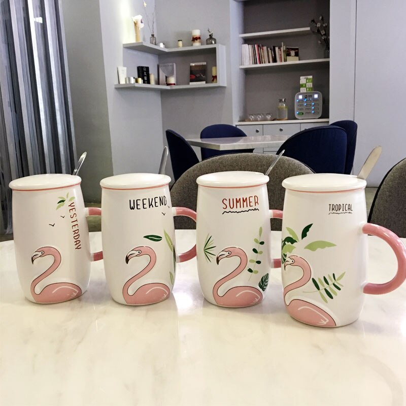 Oussirro flamingo kuvio luonnollinen marmori posliini kahvimuki teetä maito kuppi hääpäivä