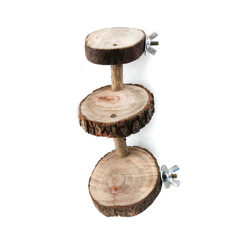 Wooden Mini Parrot Hamster Climbing Stair Ladder Pet Perches Stand Platform Toy Log Yellow Three Ladder Five Ladder Pendant