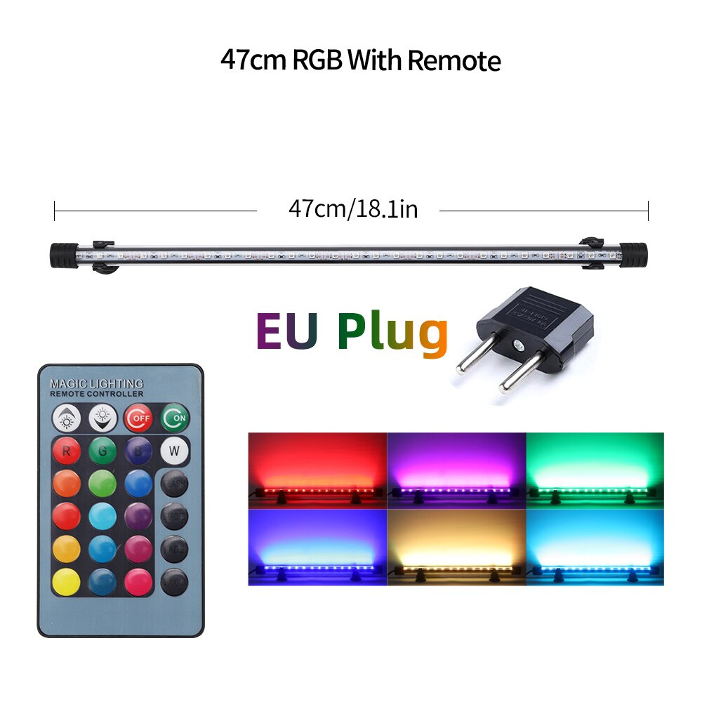 Aquarium LED Bar Light Waterproof Fish Tank Light 18-57CM Underwater Aquario Lamp Aquariums Decor Lighting 90V-220V EU/US/UK/AU: 47CM-EU