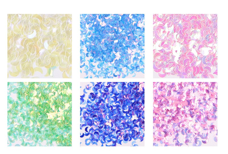 12 gitter boks negle dekoration sæt stjerne og måne blandet pailletter blød keramik negle dekoration nail art tilbehør tslm 1
