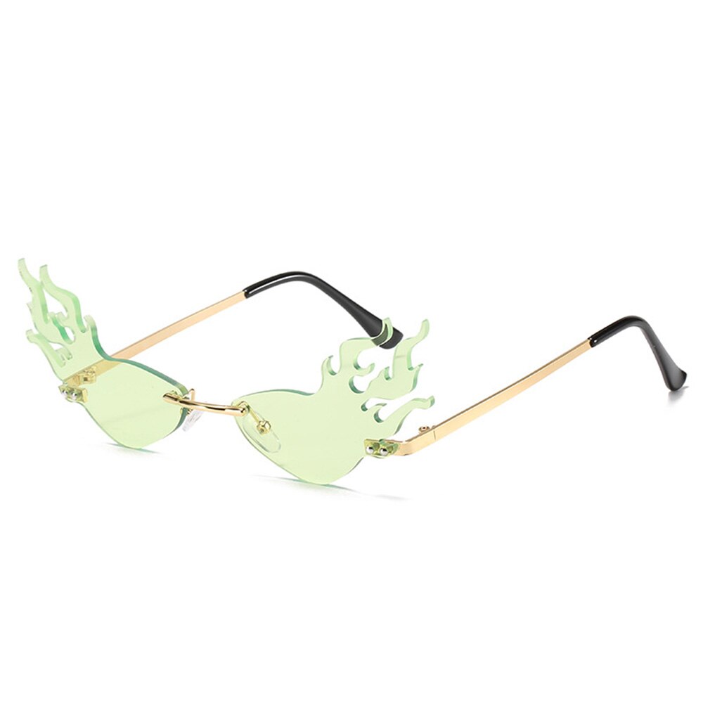 Gafas de sol con estilo de llamas de fuego para mujer, anteojos de sol femeninos de , con forma onduladas, sin marco, metálico clásico, lentes ópticas de espejo, con UV400: 4