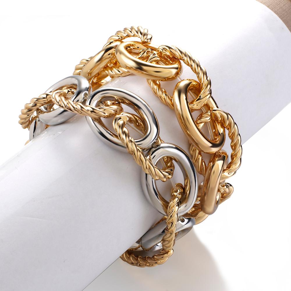 Amorcome guldfarve chunky kæde armbånd enkle boho tunge fest natklub armbånd til kvinder udsagn smykker