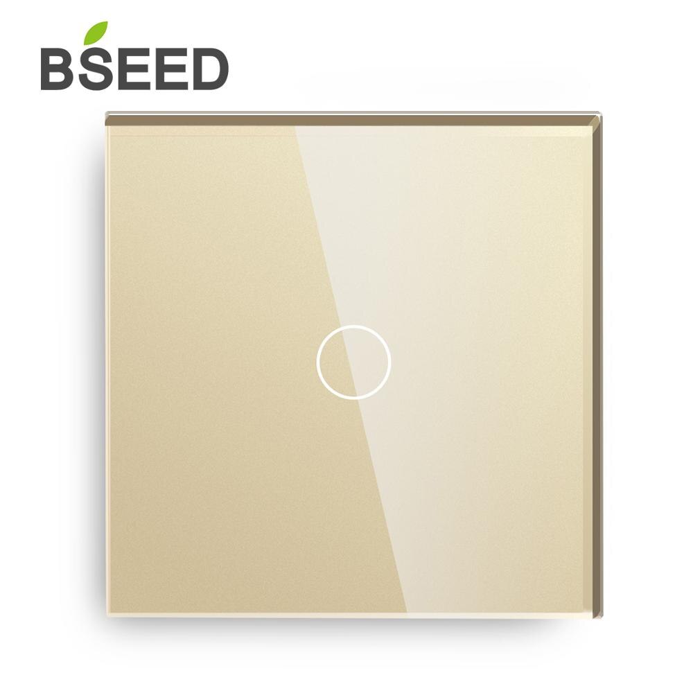 Bseed touch dæmper 1 gang 1 vej 2 vej eu standard 3 farver hvid sort gylden krystal panel touch skærm til dimmer led lys