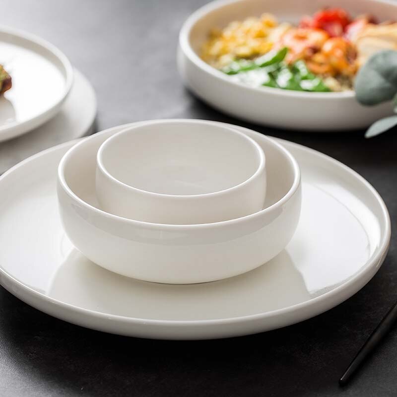 nordisch haushalts geschirr porzellan einem-Person lebensmittel einstellen westlichen Steak platte salat schüssel reis schüssel einstellen platte