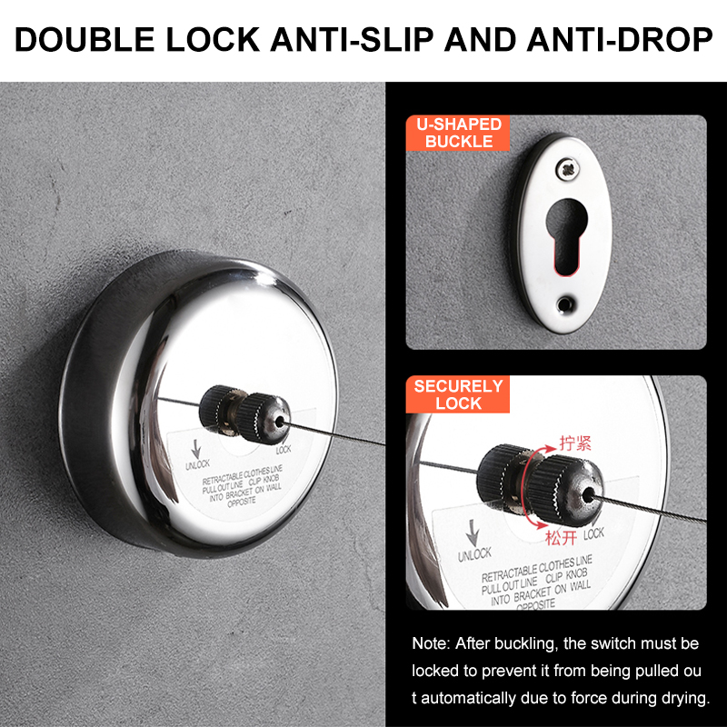 Punch-free Clothes Drying Rack Rope Home Storage Stainless Steel Retractable Clotheslines Clothes Dryer Organiser Laundry Hanger