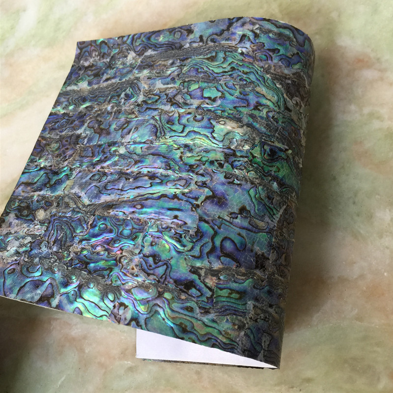 Flexible Zealand abalone paua shell mother of pearl laminate sheet veneer self-adhesive sticker backing Size240mm/140mm