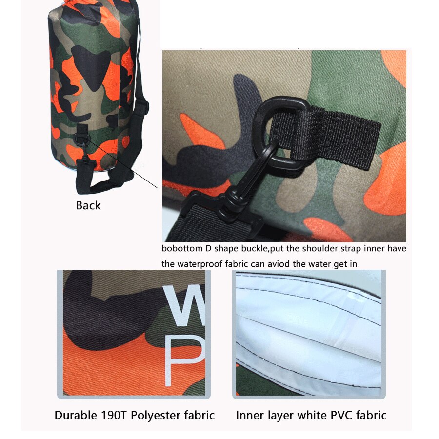 Outdoor Bag Camouflage Portable Drifting Diving Dry Bag Sack Pvc Waterproof Folding Swimming River Travel Storage Bag