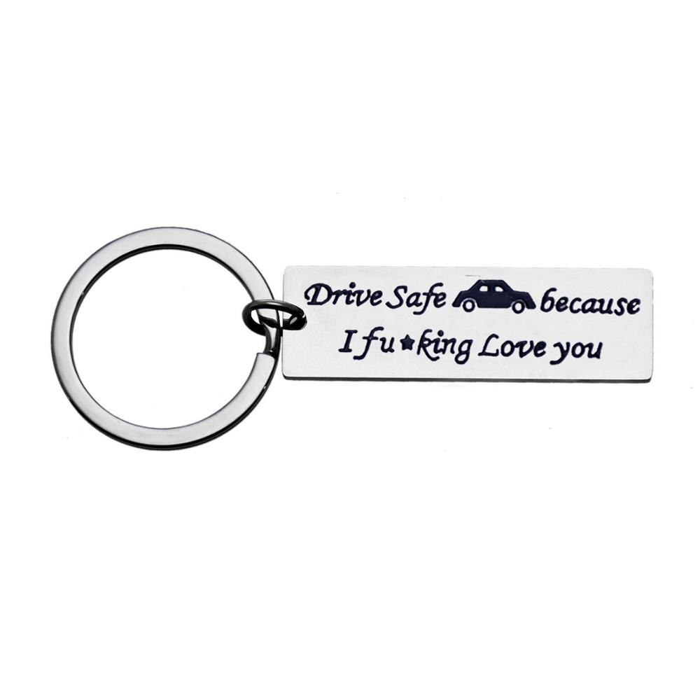 Sleutelhanger Familie Echtgenoot Boyfriend Sleutelhanger Tags Rvs Charm Valentijnsdag Vriendje Sleutelhangers: Drive Safe Because I