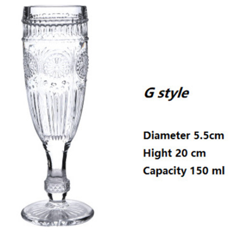 Copas de champán de cristal para boda copa de vino whisky copa de 5oz 7oz 9oz copa de cristal Retro europea en relieve sin plomo