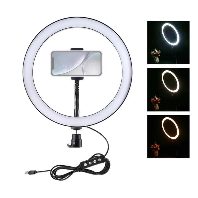 10.2/11.8in 26/30Cm Usb 3 Modes Led Ring Light Living Uitzending Selfie Vullen Ronde Lamp Dimbare 3 Licht Modi Selfie Vullen Lamp