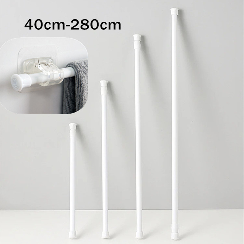Tringle à rideau réglable 40-280cm, poteaux télescopiques extensibles à ressort pour salle de bain, Bar, douche, tiges suspendues sans perçage