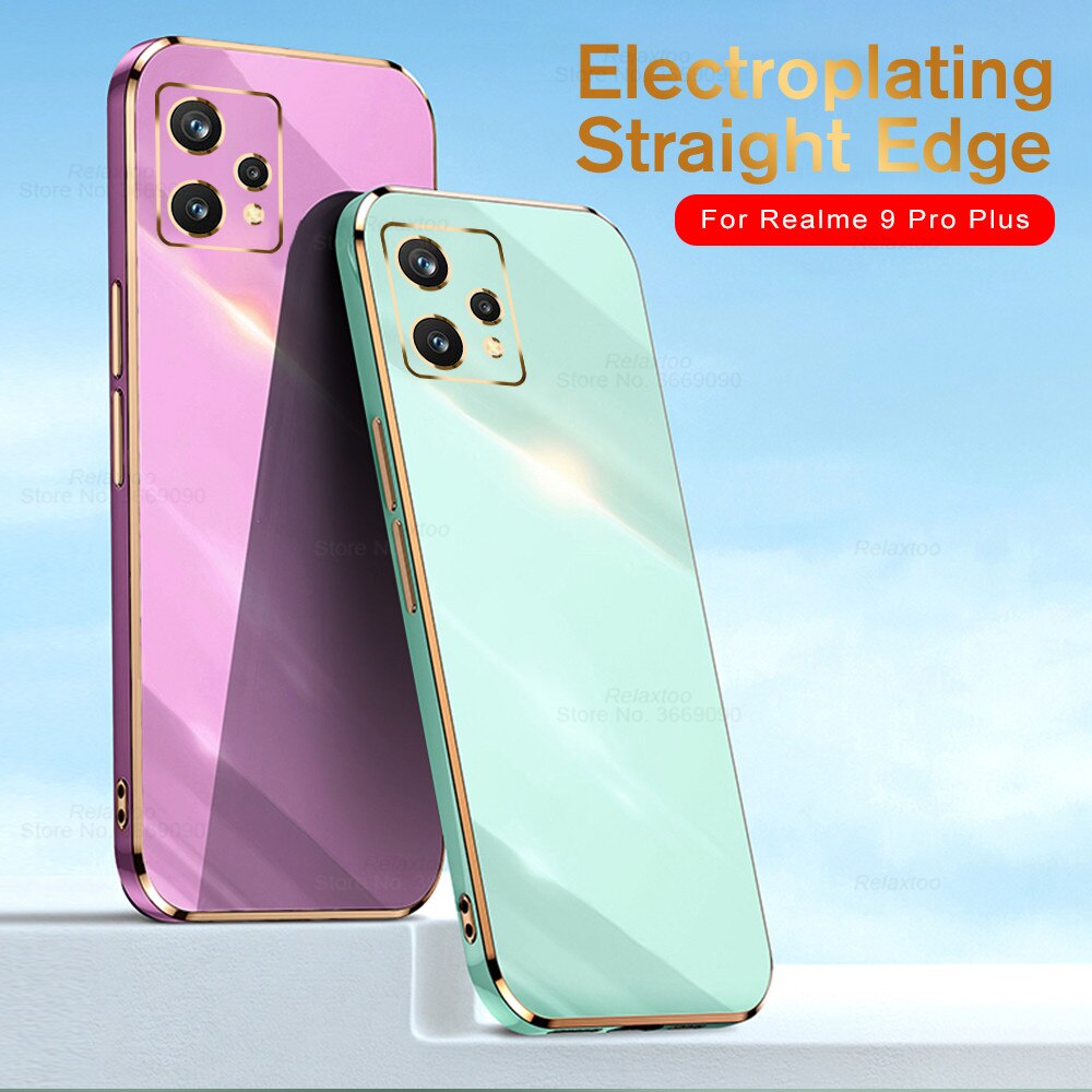 Luksusowe poszycie kwadratowa ramka silikonowe etui do Oppo Realme 9 pro plus proplus Realme9pro realmi 9pro + ochrona tylna obudowa telefonu