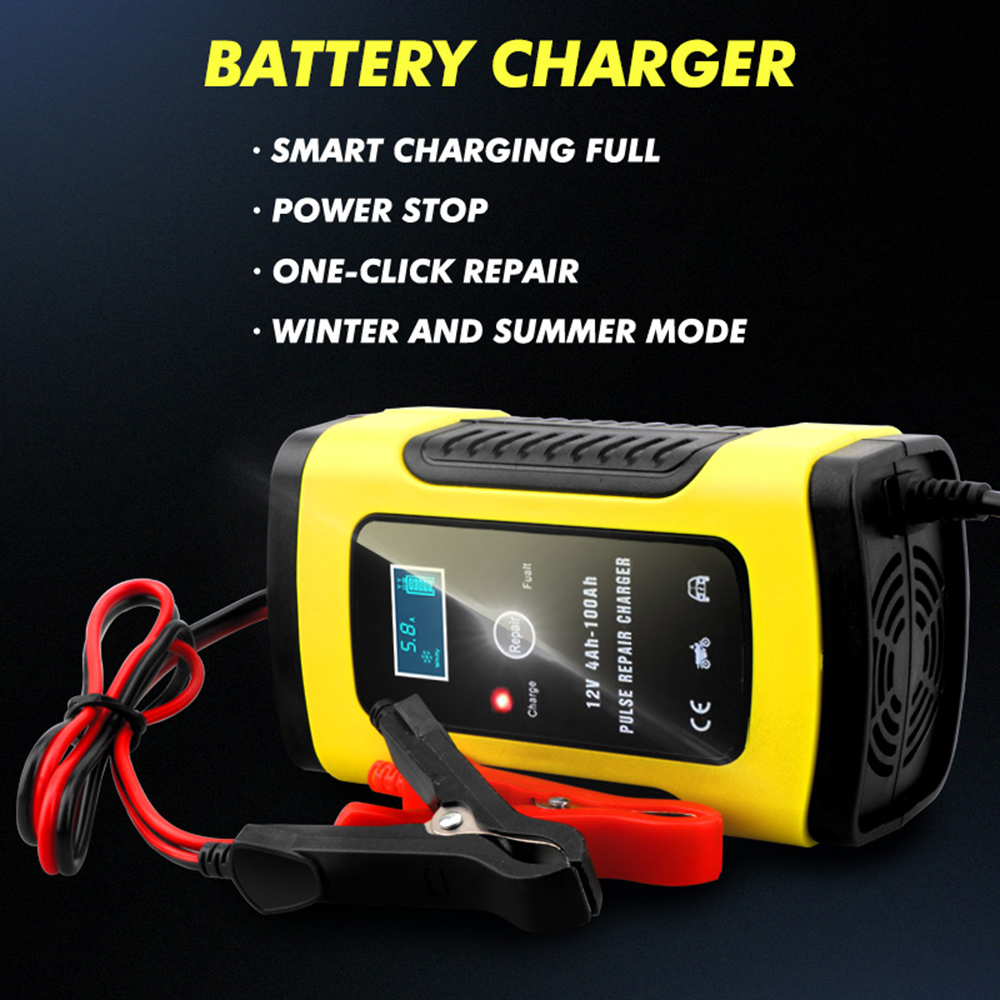 Cargador de batería de coche 110V a 220V a 12V 6A LCD rápido inteligente para Auto coche motocicleta plomo-ácido carga automática de baterías