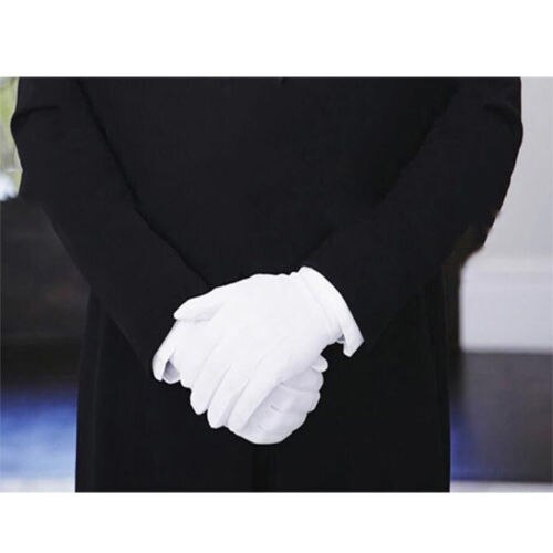 Guantes de esmoquin para hombre, Blanco sólido, , ceremonia de boda, uniforme Formal, banda de guardia, Butler