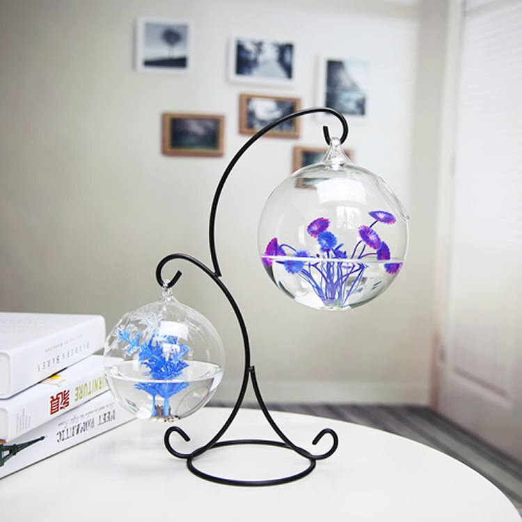Bouteille en verre Transparent suspendu à Double pont pour Aquarium, bouteille d&#39;infusion pour plantes et fleurs, Vase de fleurs, décoration