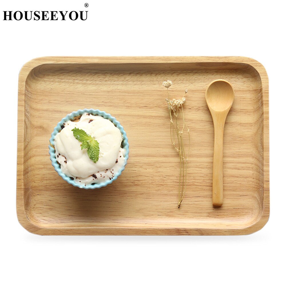 HOUSEEYOU Big Nature Wood Serving Plates Tray Food Fruit Things Storage Wood Tray Snack Cake Dessert Tea Plate Tray Dinnerware
