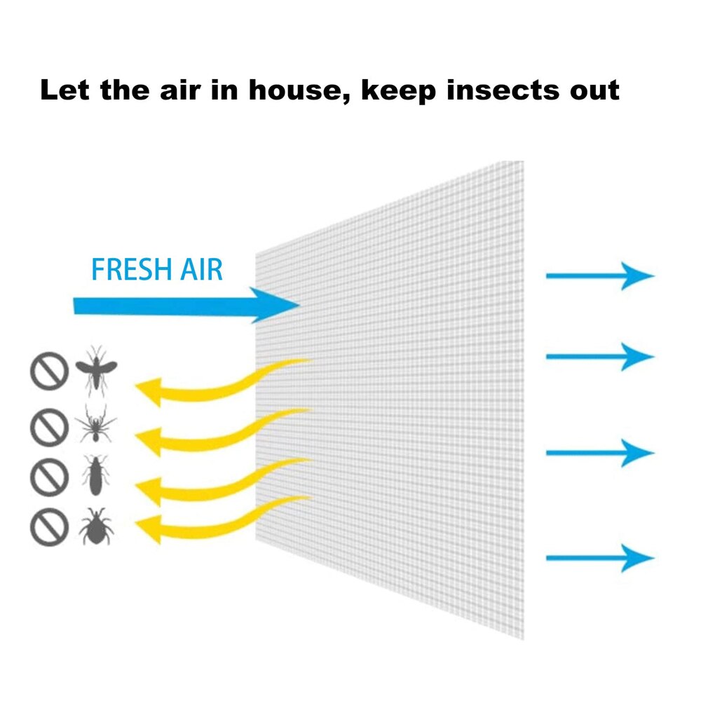 Window Screen Mosquito Net Curtain Fly Mosquito Window Net Mesh Indoor Insect Fly Screen Curtain Mesh Bug Net with Tape