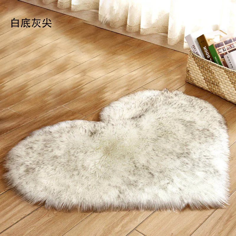 Alfombra peluda larga, alfombra peluda azul, blanca y rosa, alfombras de piel con forma de corazón, lana suave Artificial, piel de oveja, alfombra para puerta de dormitorio y habitación de bebé: YELLOW