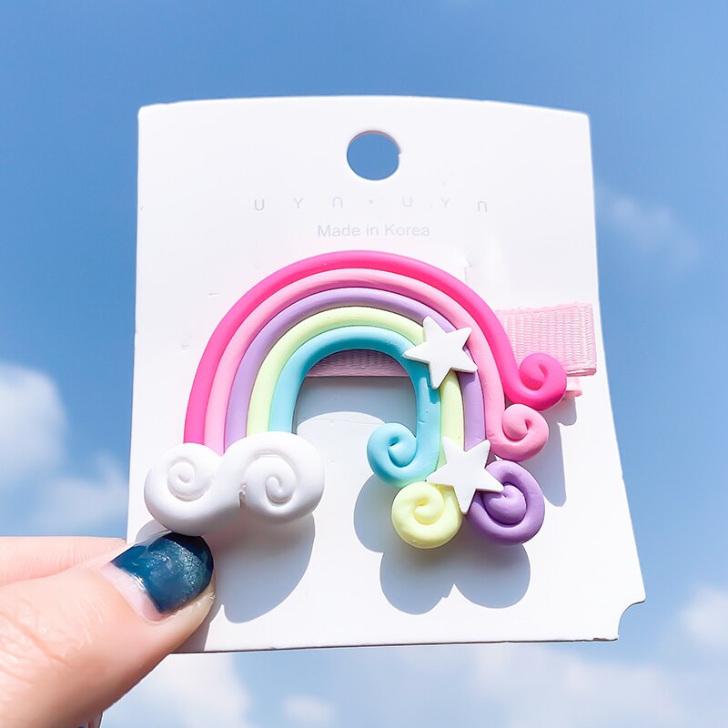 [Xwen]Korean Candy Color Edge Clip Rainbow Hairwear Lollipop Bangs Cute Girl Kids Hairpin Simple Hair Accessories OH1337: 15