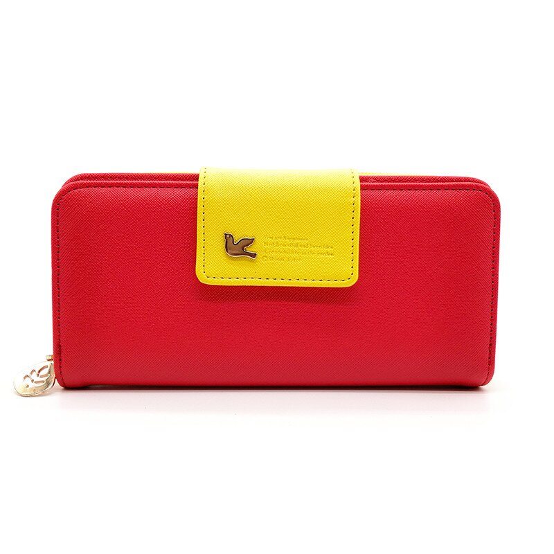 Femmes portefeuilles femme mince sac à main longue fermeture éclair femmes en cuir porte-cartes portefeuille téléphone grande capacité sacs à main: Rouge