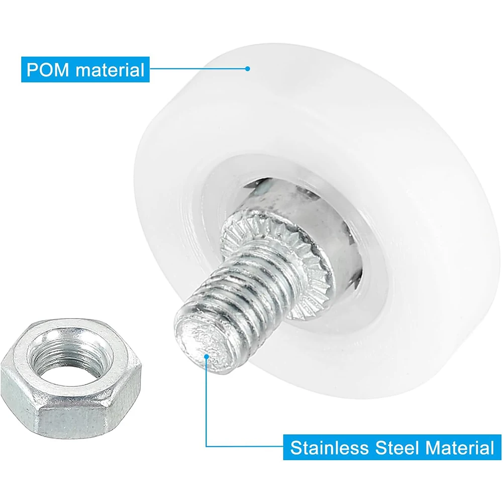 8PCS Drawer Rollers Plastic Drawer Pulley Replacement Guide Wheel Bearing Small Pulley With Nuts Furniture Cabinets Slide Roller