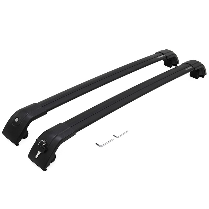 Supply 2PCS SUV Car Aluminum Alloy Side Bars Cross Rails Roof Rack Luggage Carrier Crossbar Fit For No Gap Between Rail And Roof: Black