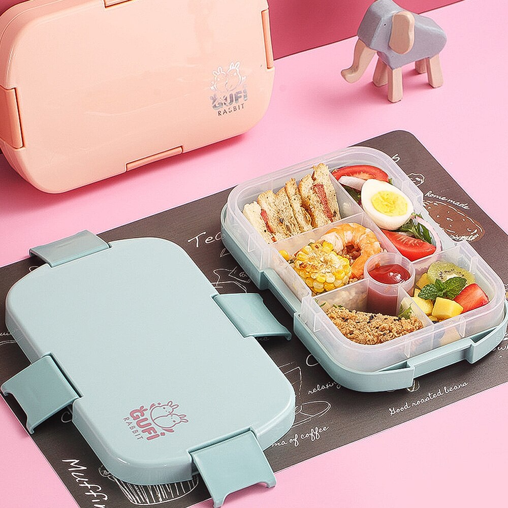 Healthy Material Children Bento Box 6 Compartments Lunchbox Microwave Dinnerware Food Storage Container Snack Box Picnic Travel