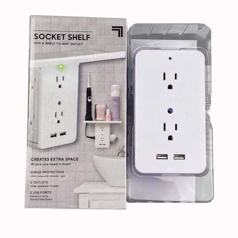 8 Port Surge Protector Wall Outlet, 6 Electrical Outlet Extenders, 2 USB Chargin Y4QC