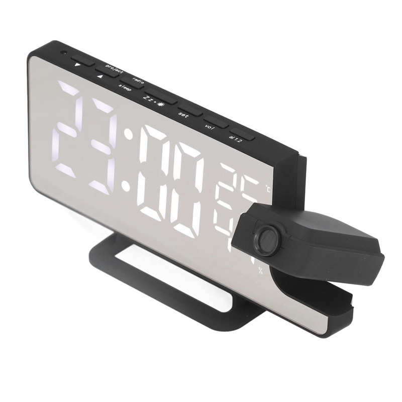 Mirror Alarm Clock Projection Clock Humidity Temp Dual Modes 6 Brightness USB Charging for Office for Home
