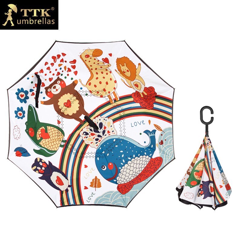 Academy Winddicht Paraplu Patio Stand Reverse Leuke Paraplu Cartoon Voor Vrouwen Paraguas Invertido Huishoudelijke Verhandelt BL50FXS: style 2 Manual