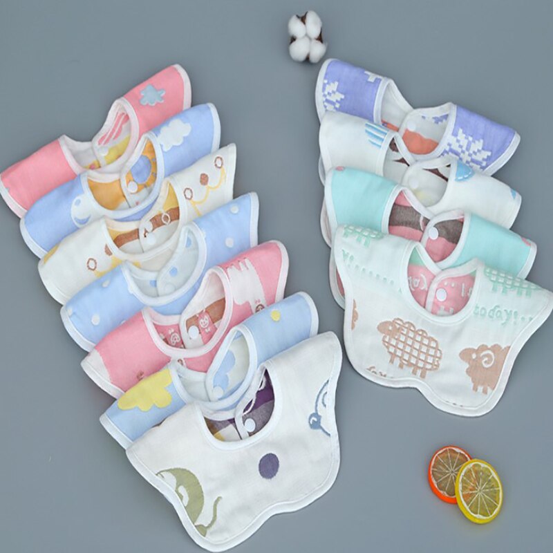 Baby Bibs 360 Degree Rotation 8 Layers Gauze Muslin Baby Kids Bandana Burp Cloth Soft Newborn Infant Saliva Towel Baby Stuff