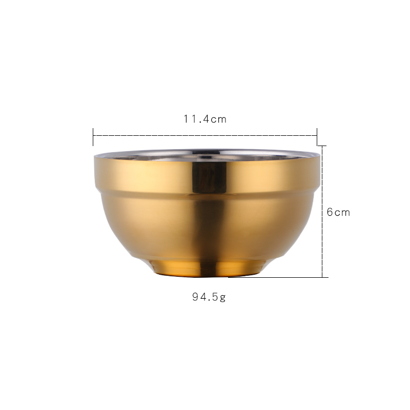 Grande tigela de macarrão de aço inoxidável tigelas não deslizamento dupla camada sopa bolinho tigelas panela quente utensílios cozinha: Gold-S